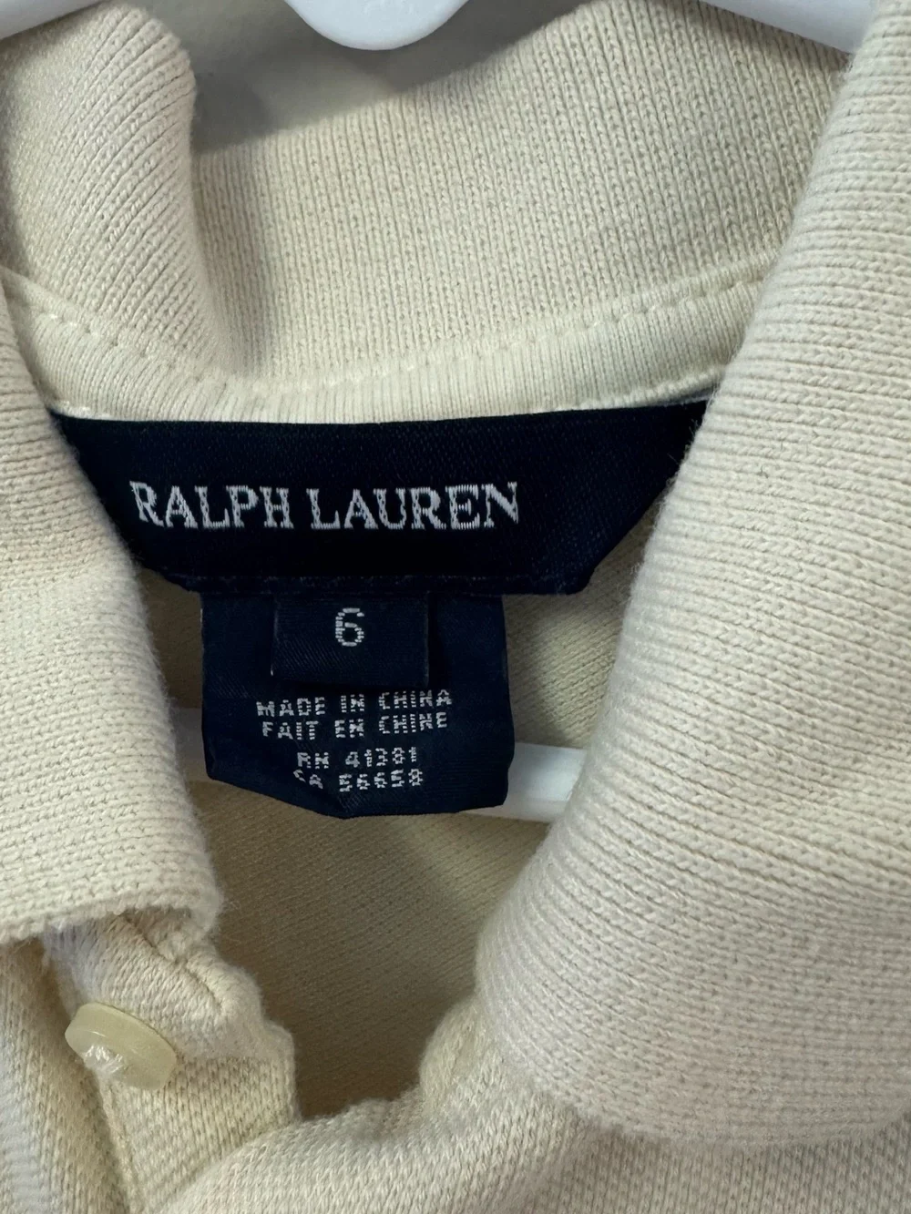 Ralph Lauren Cream Polo Dress with Embroidered Bear and Ruffle Hem